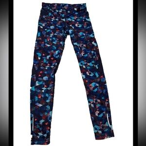 Athleta Womens Be Free Triangular Yoga Leggings Pants XS Skinny Blue - Athletic